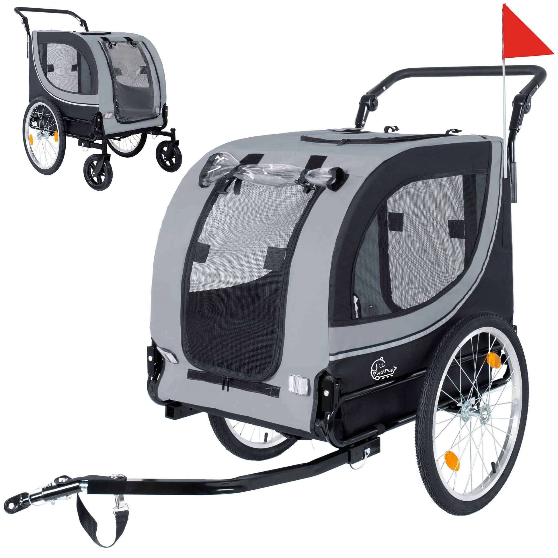 2-in-1 bike trailer & pet stroller gray with mesh panels by HouseOfZazla on Tampa Home & Garden Store