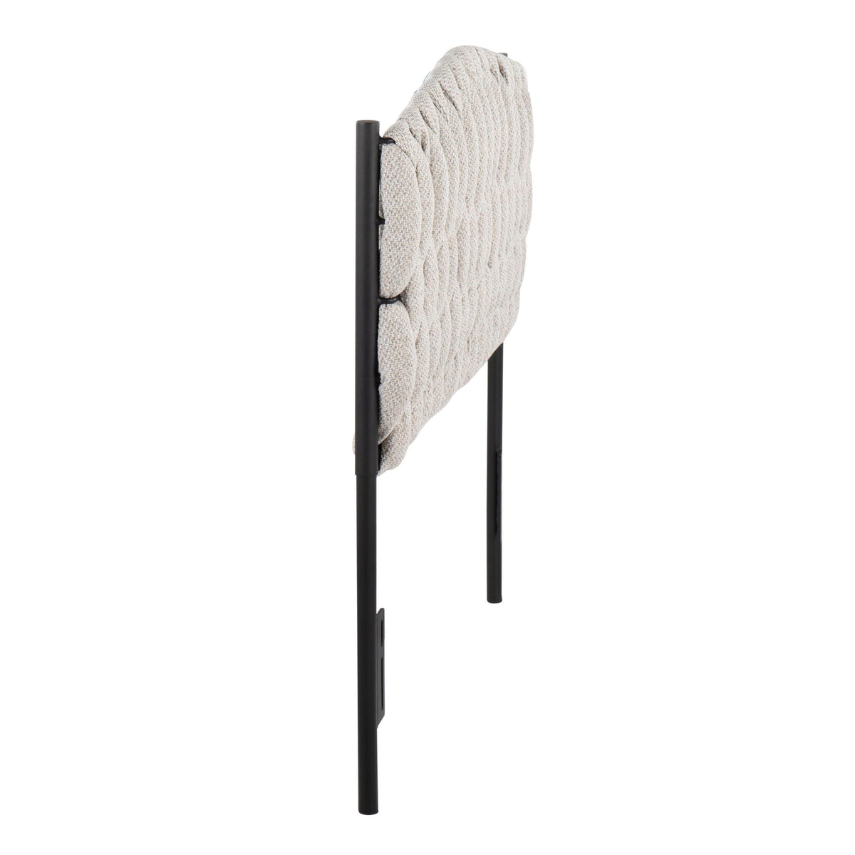 Braided Matisse upholstered twin headboard in beige fabric with black metal frame on Tampa Home & Garden Store