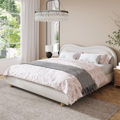 Upholstered Platform Bed with Curved Headboard