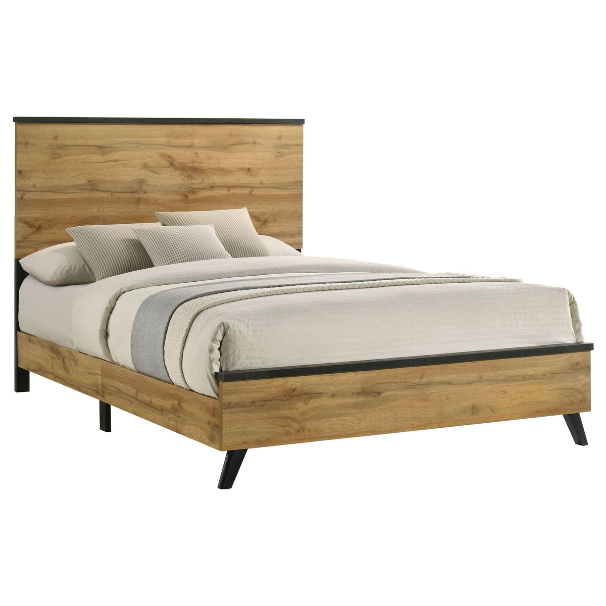 Georgina Panel Bed and Weathered Wood Finish