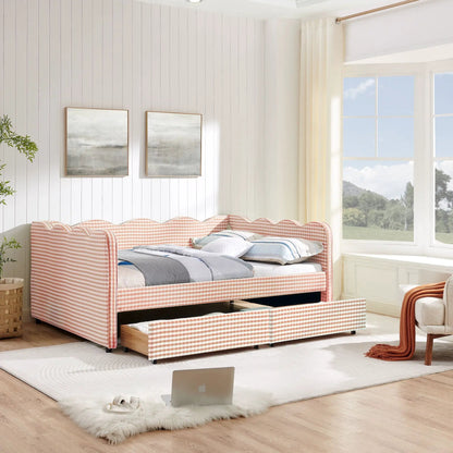 Gingham Daybed With USB Port and Wave Design