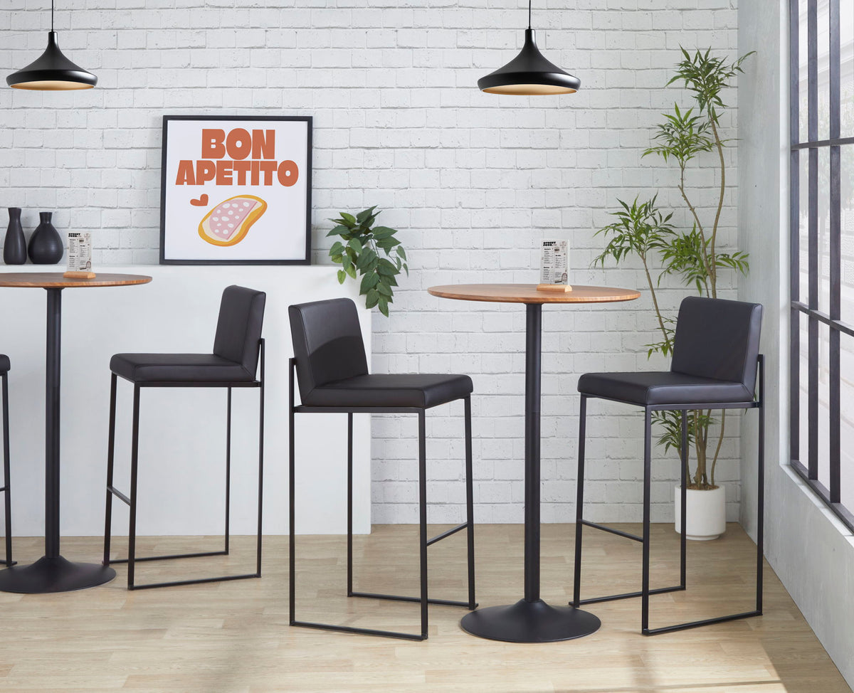 Set of 4 black high-back contemporary barstools with slim square metal legs on Tampa Home & Garden Store