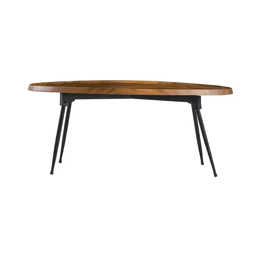 Oval brown coffee table with wood top and black metal legs by Unique Piece Furniture on Tampa Home & Garden Store