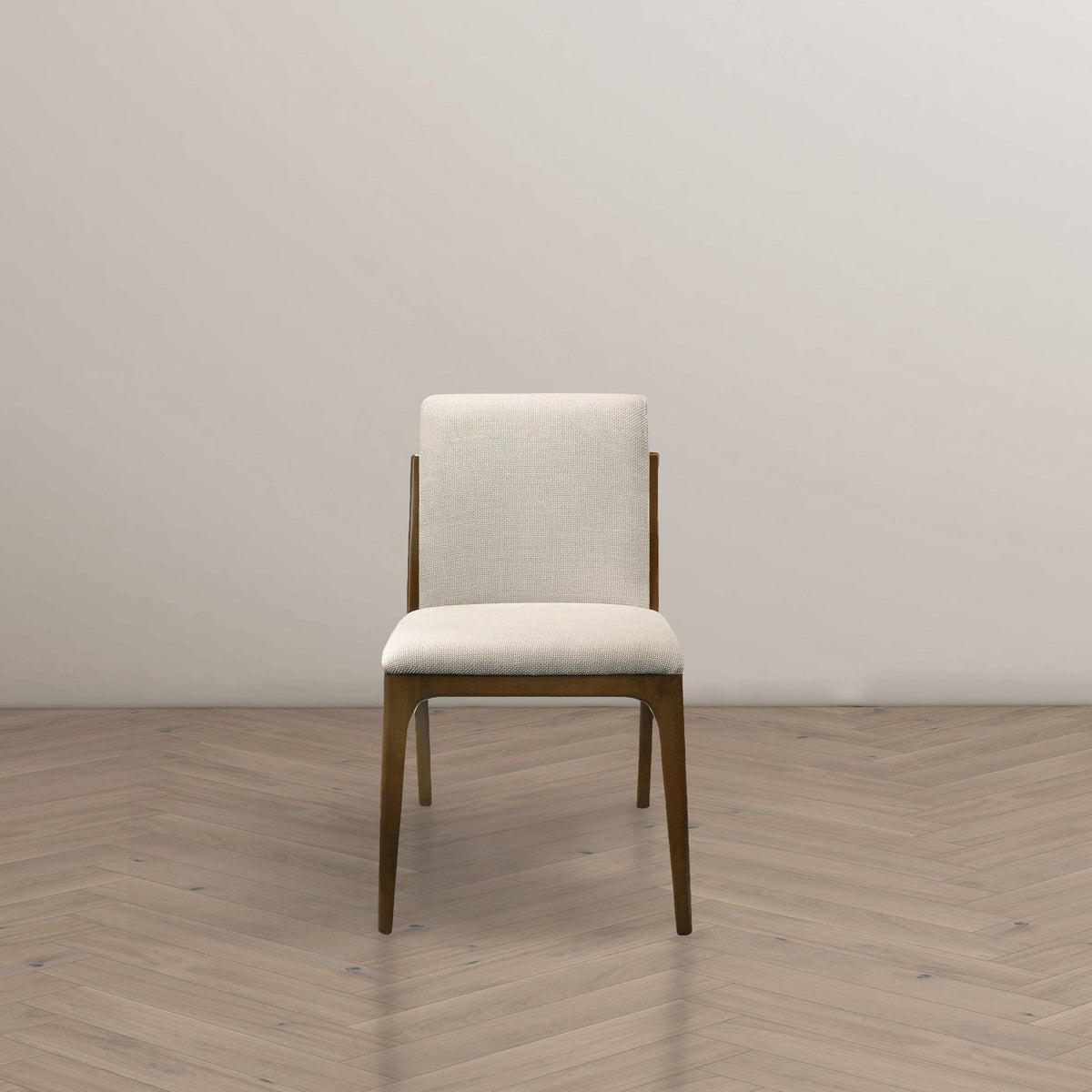 Elegant dining chair HouseOfZazla beige upholstered fabric with wood legs single chair on Tampa Home & Garden Store