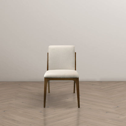 Elegant dining chair HouseOfZazla beige upholstered fabric with wood legs single chair on Tampa Home & Garden Store