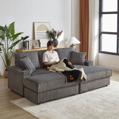 3 Seater Sofa With 2 Ottomans and Storage