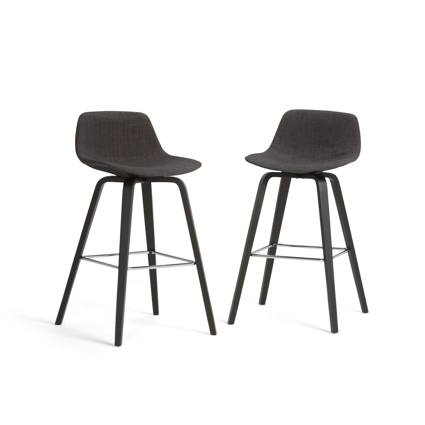 Randolph Bentwood counter stool set of 2 with dark fabric seats and black metal legs on Tampa Home & Garden Store