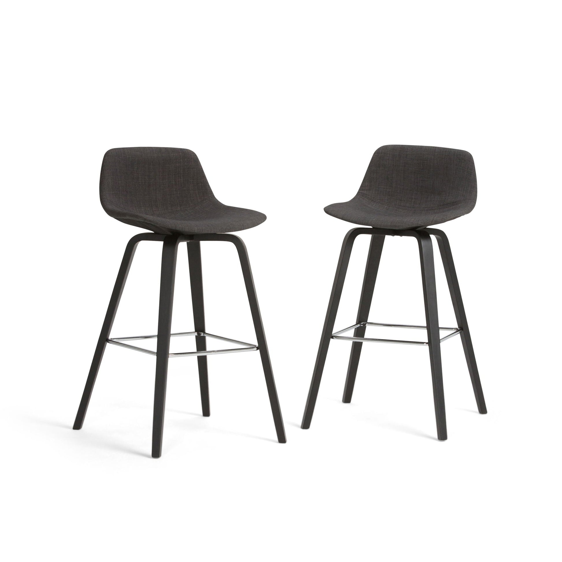 Randolph Bentwood counter stool set of 2 with dark fabric seats and black metal legs on Tampa Home & Garden Store