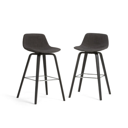 Randolph Bentwood counter stool set of 2 with dark fabric seats and black metal legs on Tampa Home & Garden Store
