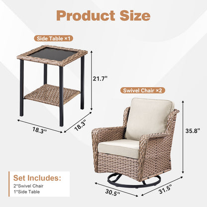 2-Person Outdoor Wicker Swivel Rocker Seating Group by HouseOfZazla with 1 Side Table on Tampa Home & Garden Store