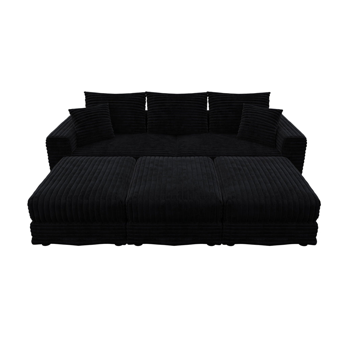 Deep Seat Sofa Bed With Ottoman and Soft Pillows