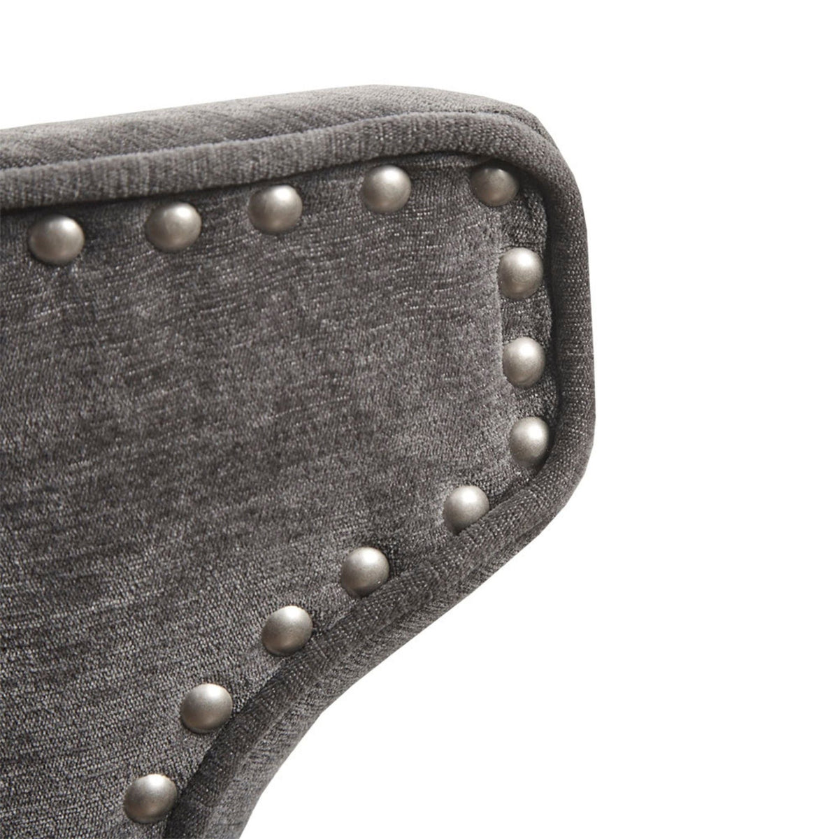 360 Degree Swivel Counter Stool in dark gray fabric with silver nailhead trim on Tampa Home & Garden Store