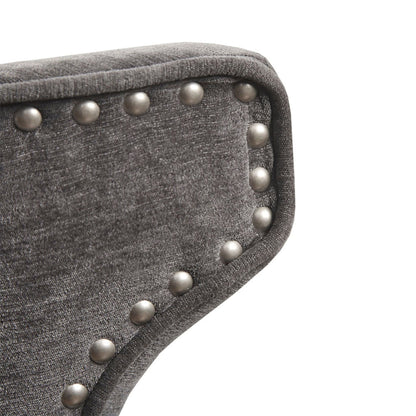 360 Degree Swivel Counter Stool in dark gray fabric with silver nailhead trim on Tampa Home & Garden Store