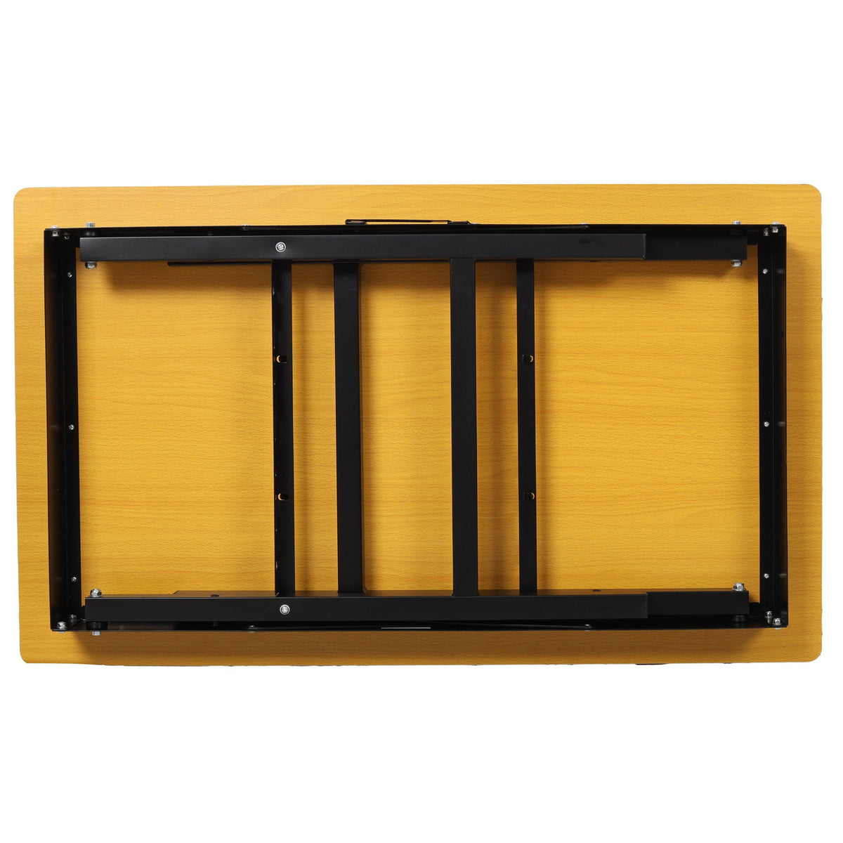 Portable folding work table HouseOfZazla with black metal frame and wooden top on Tampa Home & Garden Store