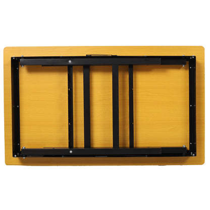 Portable folding work table HouseOfZazla with black metal frame and wooden top on Tampa Home & Garden Store
