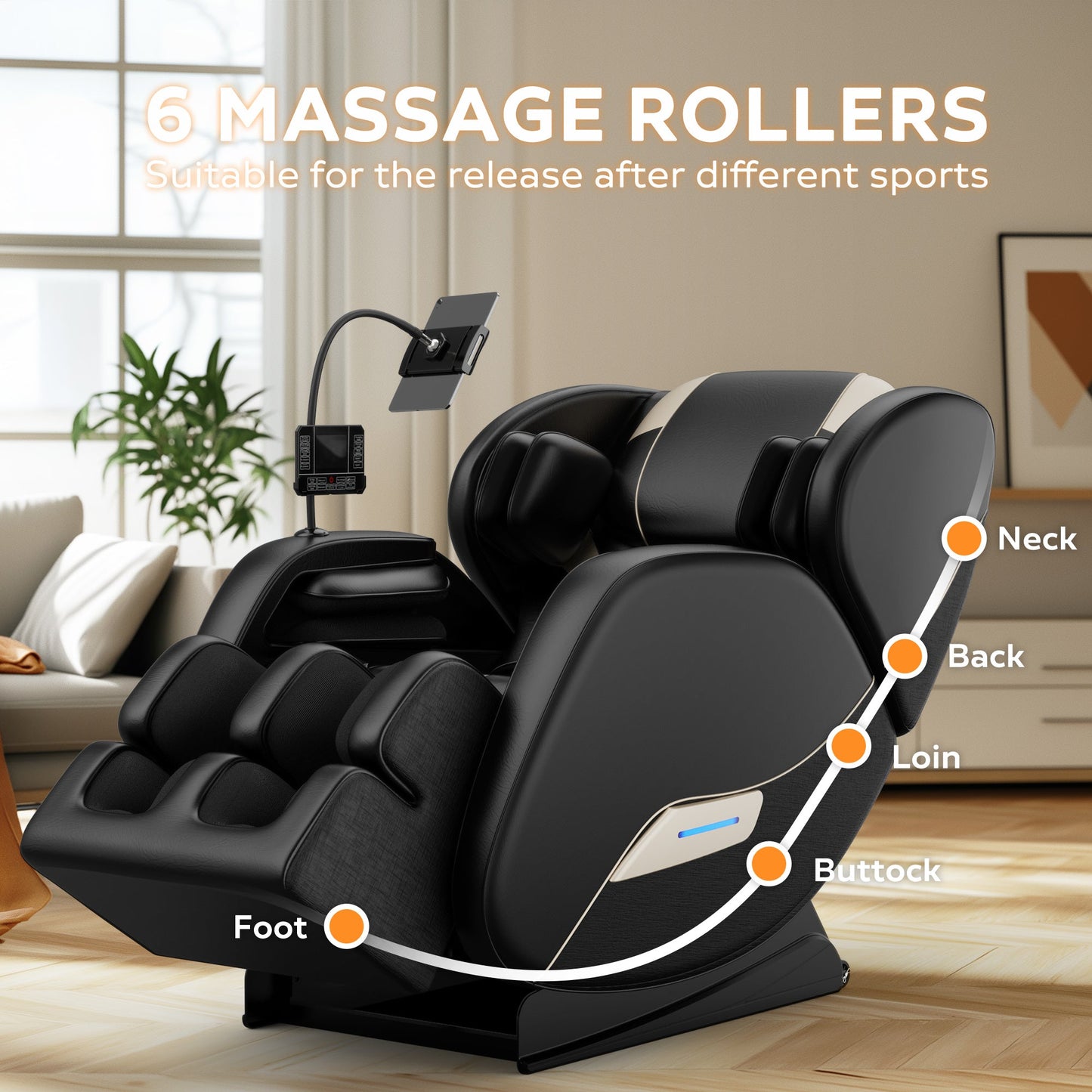 Massage chair recliner with zero gravity and full-body air pressure by HouseOfZazla, black on Tampa Home & Garden Store
