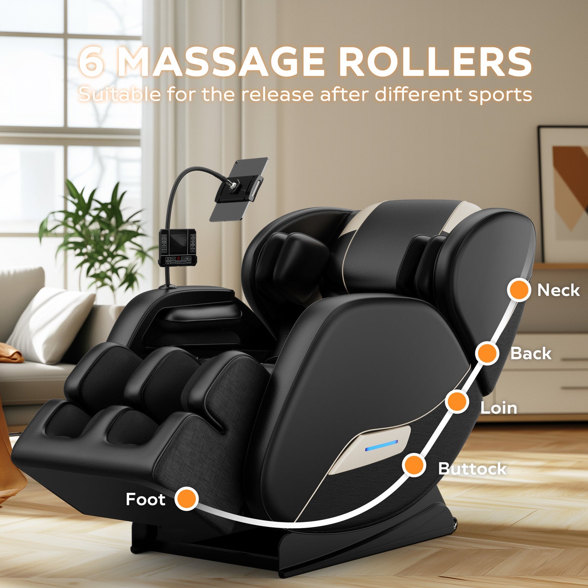 Massage chair recliner with zero gravity and full-body air pressure by HouseOfZazla, black on Tampa Home & Garden Store