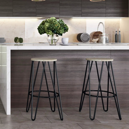 Simeon Multifunctional Metal Stool with Wood Seat
