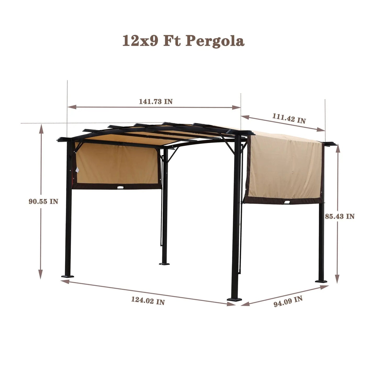 Outdoor Patio Pergola Gazebo Retractable Canopy