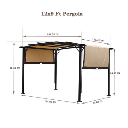 Outdoor Patio Pergola Gazebo Retractable Canopy