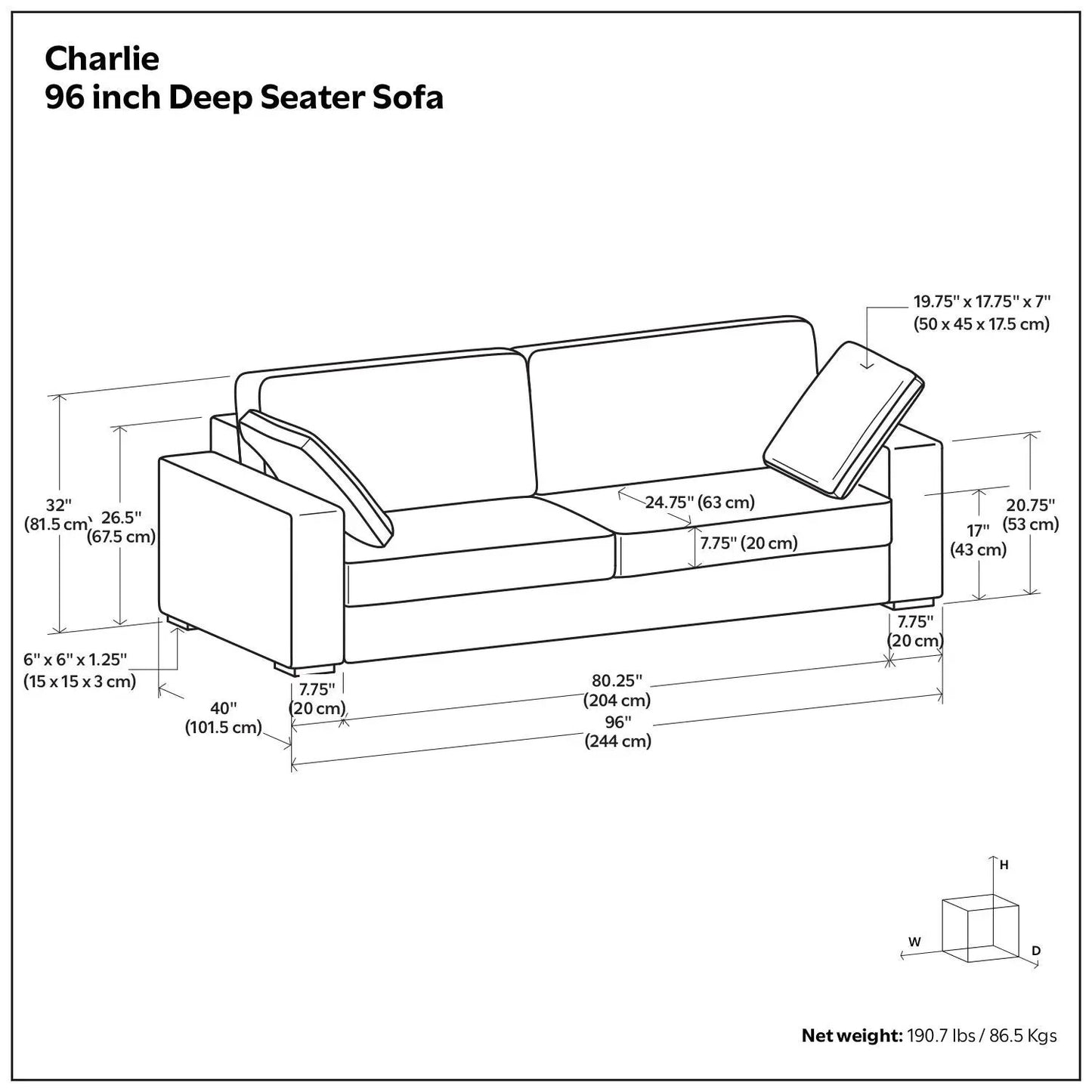 Charlie Deep Seater Sofa With Plush Seats