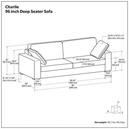 Charlie Deep Seater Sofa With Plush Seats