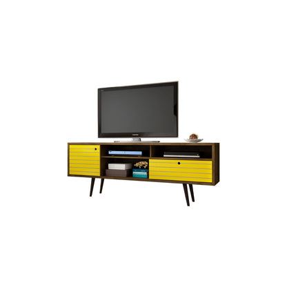 TV Stand wire management yellow drawers wood by HouseOfZazla on Tampa Home & Garden Store