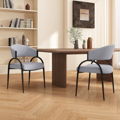 Contemporary upholstered dining chairs with metal legs, light gray fabric, set of 2 HouseOfZazla on Tampa Home & Garden Store