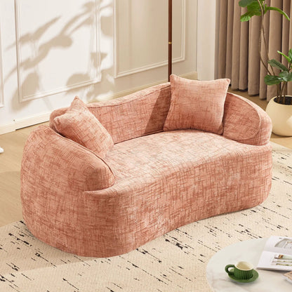 Curved 2 Person Sofa with Armrests and Pillows