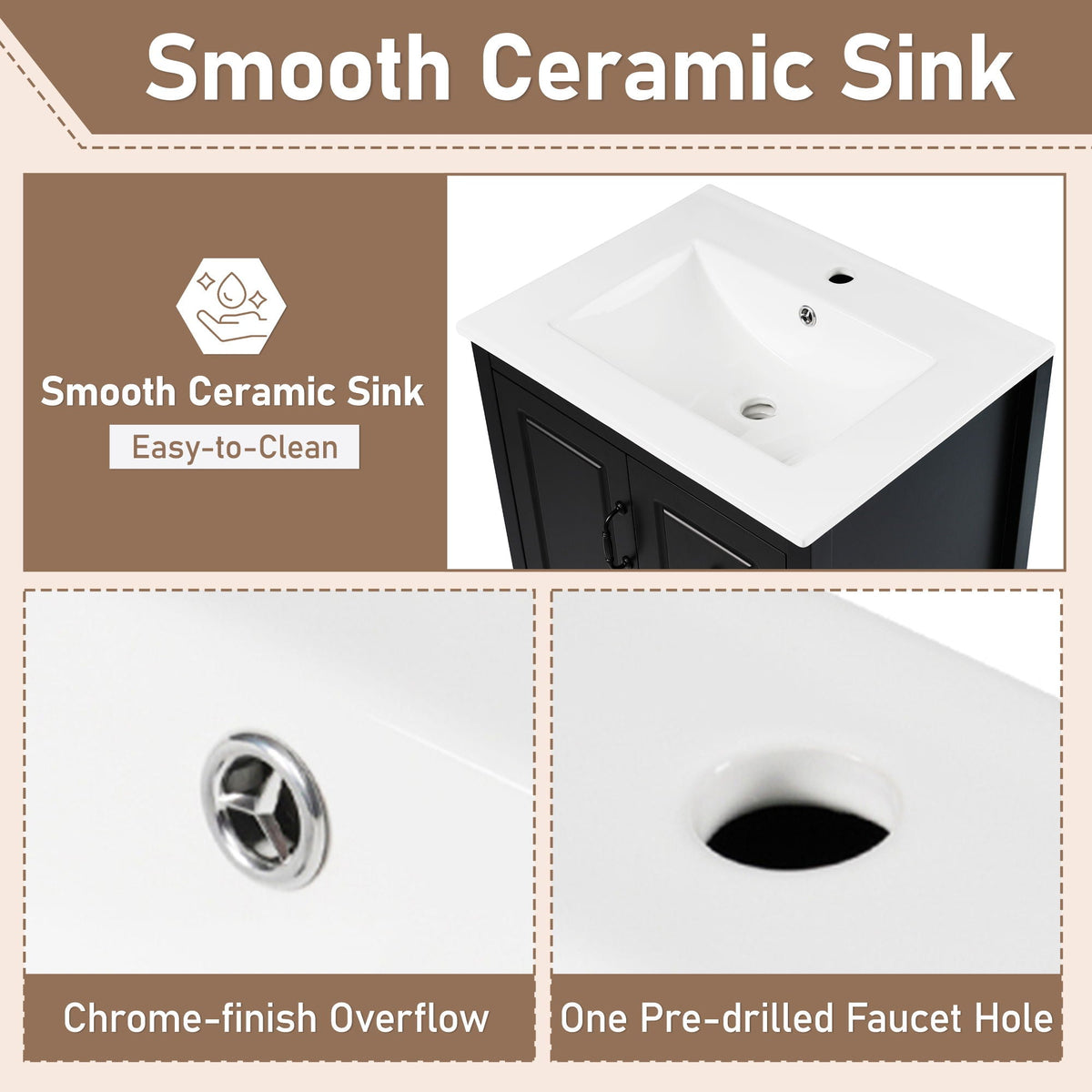 Retro vanity with ceramic sink and soft-close drawers white/black/green by HouseOfZazla on Tampa Home & Garden Store
