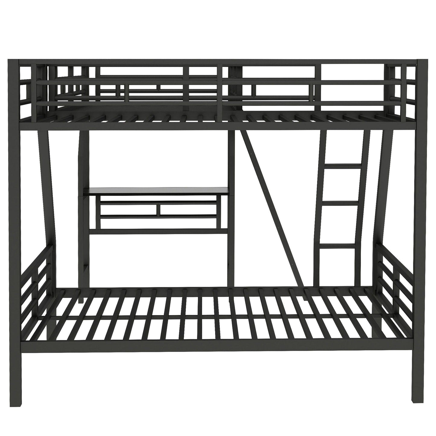 Twin over full bunk bed with loft desk, black HouseOfZazla, L-shaped for 3 sleepers on Tampa Home & Garden Store