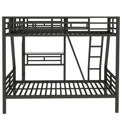 Twin over full bunk bed with loft desk, black HouseOfZazla, L-shaped for 3 sleepers on Tampa Home & Garden Store