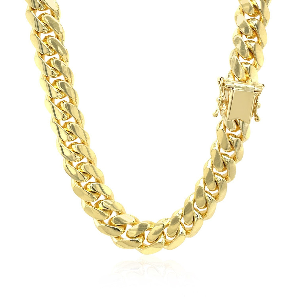 9.25mm 14k yellow gold Miami Cuban link solid chain necklace with box clasp on Tampa Home & Garden Store