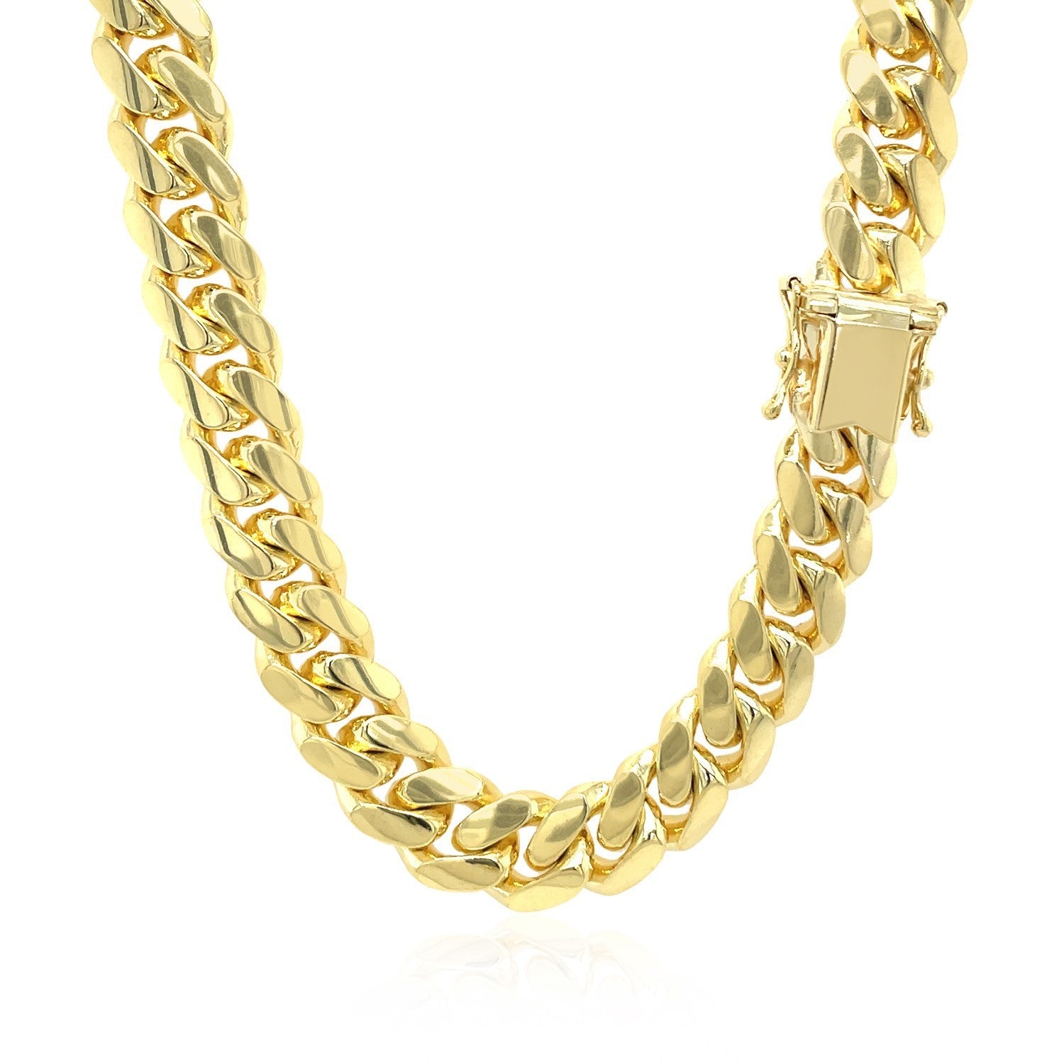 9.25mm 14k yellow gold Miami Cuban link solid chain necklace with box clasp on Tampa Home & Garden Store