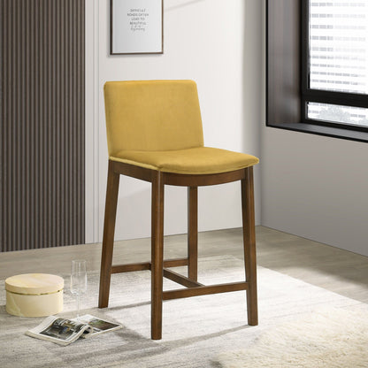 Mid-Century Counter Chair with full-back, mustard-yellow upholstery and solid wood legs on Tampa Home & Garden Store