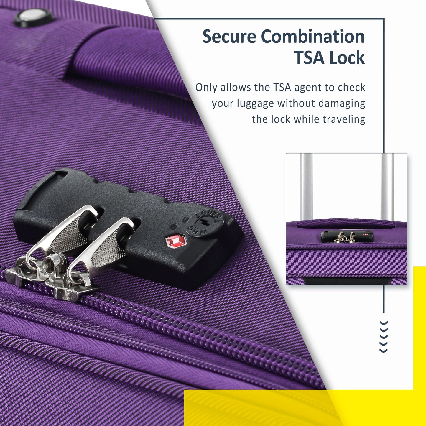 Purple 3-piece softside luggage set with expandable upright spinners and TSA lock on Tampa Home & Garden Store