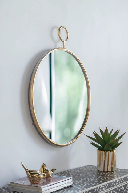 Circle Wall Mirror With Iron Frame Living Room