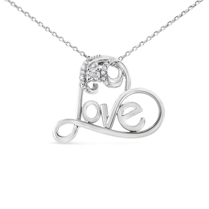 Sterling silver open heart pendant necklace with 1/6 ct tw diamonds and Love 18in chain on Tampa Home & Garden Store