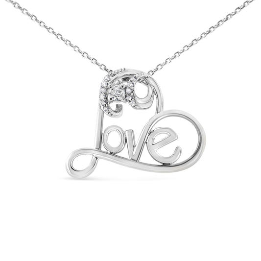 Sterling silver open heart pendant necklace with 1/6 ct tw diamonds and Love 18in chain on Tampa Home & Garden Store
