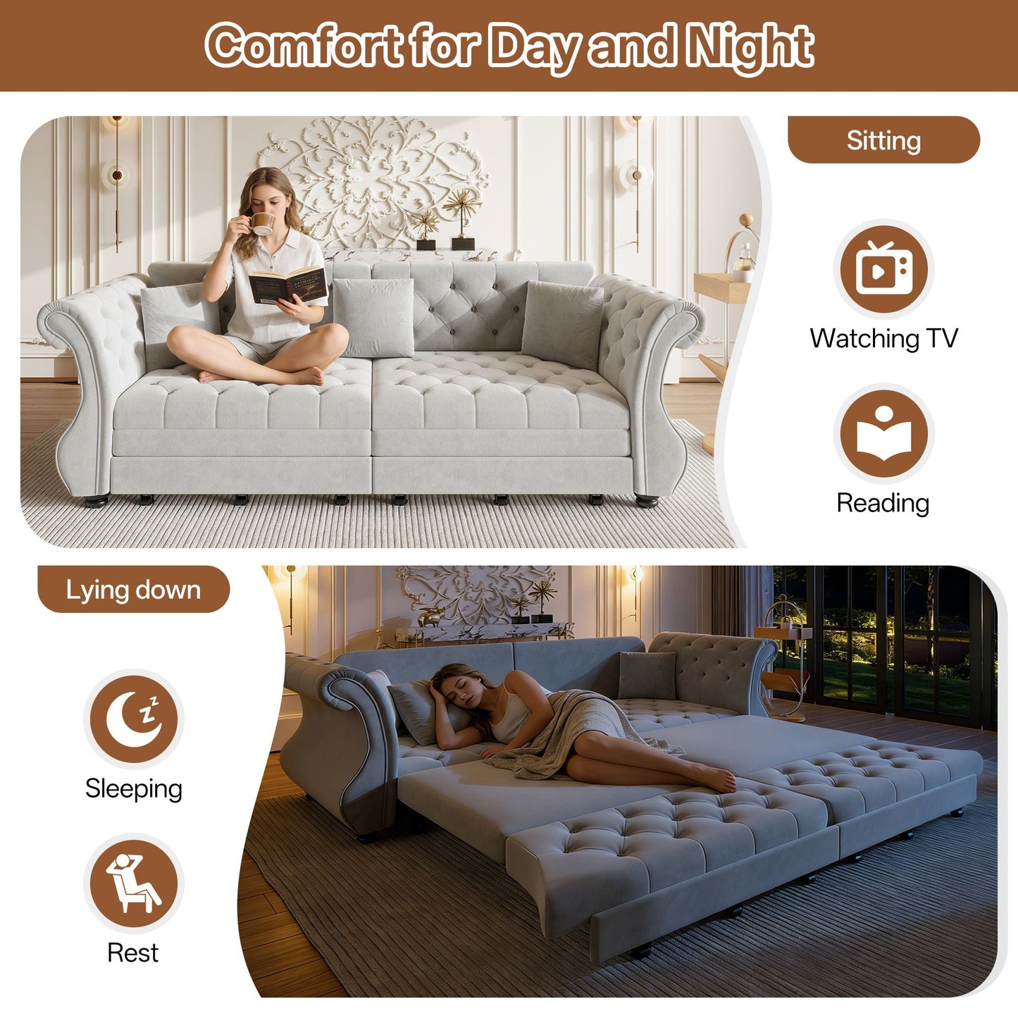 Oversized Chesterfield Sofa and a Pull Out Bed