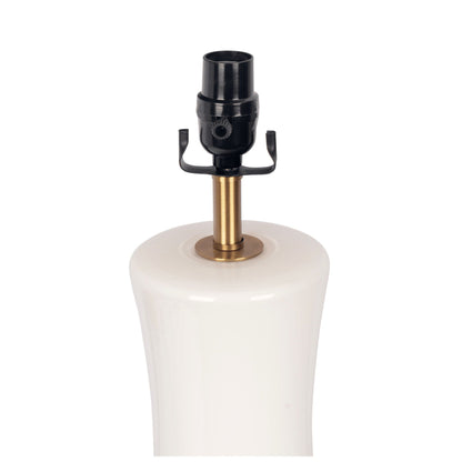 Cascade lamp base table lamp with white ceramic base and brass stem, black socket hardware on Tampa Home & Garden Store