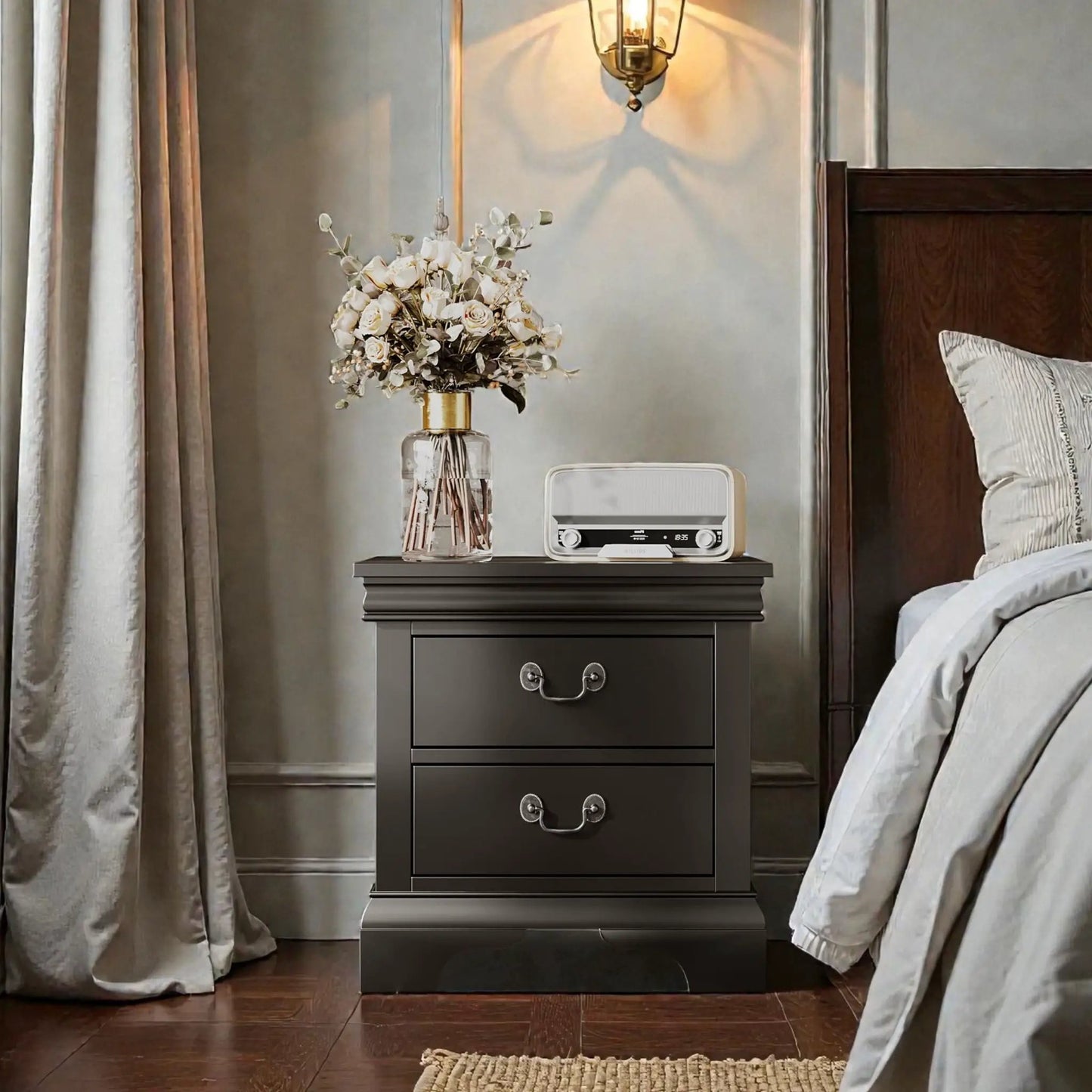 Nightstand With Two Drawers Classic Design