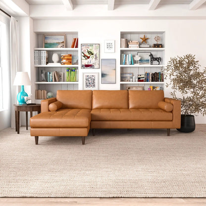 Anthony Corner Sectional Sofa tan leather by Unique Piece Furniture stationary tufted on Tampa Home & Garden Store