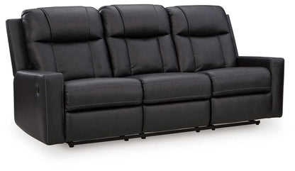 Mackmenville reclining sofa, black leather, 3-seat with padded headrests on Tampa Home & Garden Store