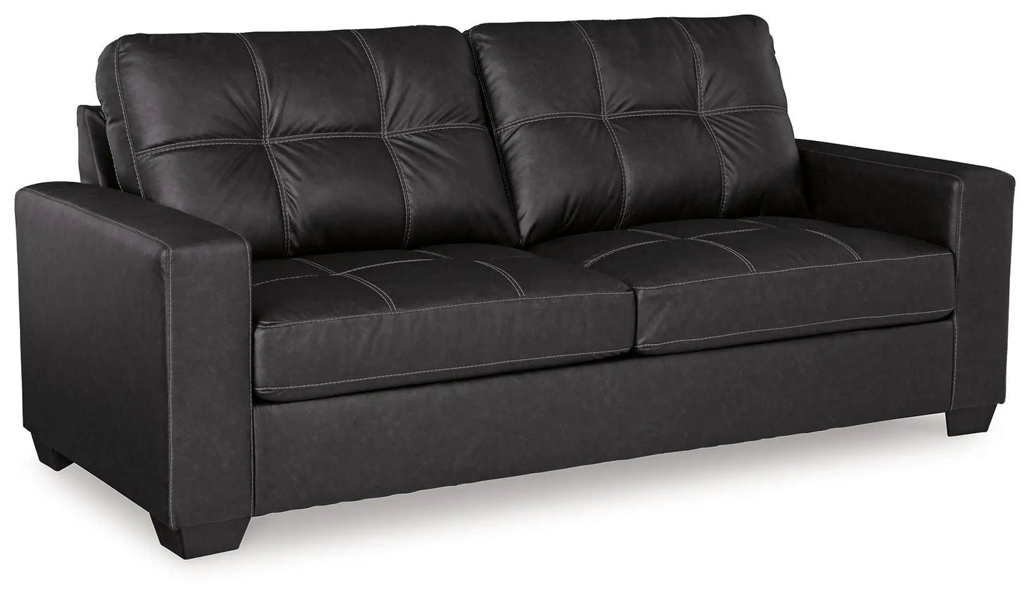 Barlin Mills sofa black leatherette stationary stitched cushions by Unique Piece Furniture on Tampa Home & Garden Store