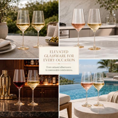Monet Yellow Stemmed Wine Glasses Set of Two