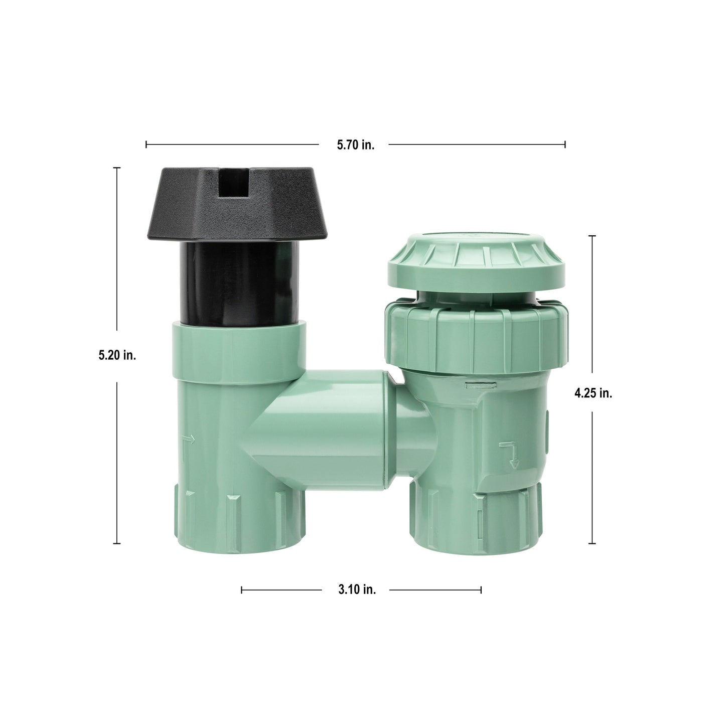 1 in FPT manual anti-siphon valve by Orbit Irrigation, underground green body with black cap on Tampa Home & Garden Store