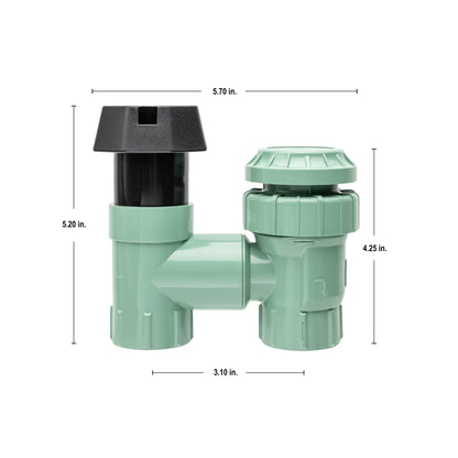 1 in FPT manual anti-siphon valve by Orbit Irrigation, underground green body with black cap on Tampa Home & Garden Store