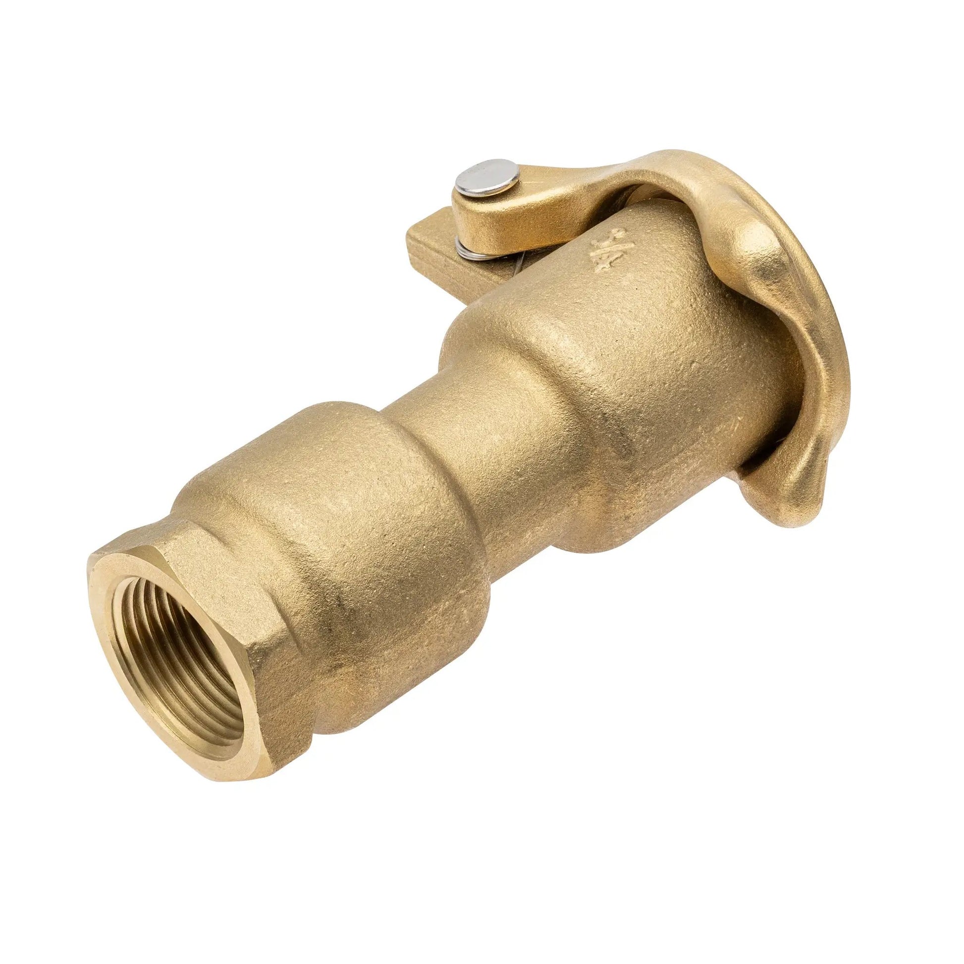Brass quick-coupler valve with lever and threaded ends, Orbit Irrigation sprinkler tool on Tampa Home & Garden Store