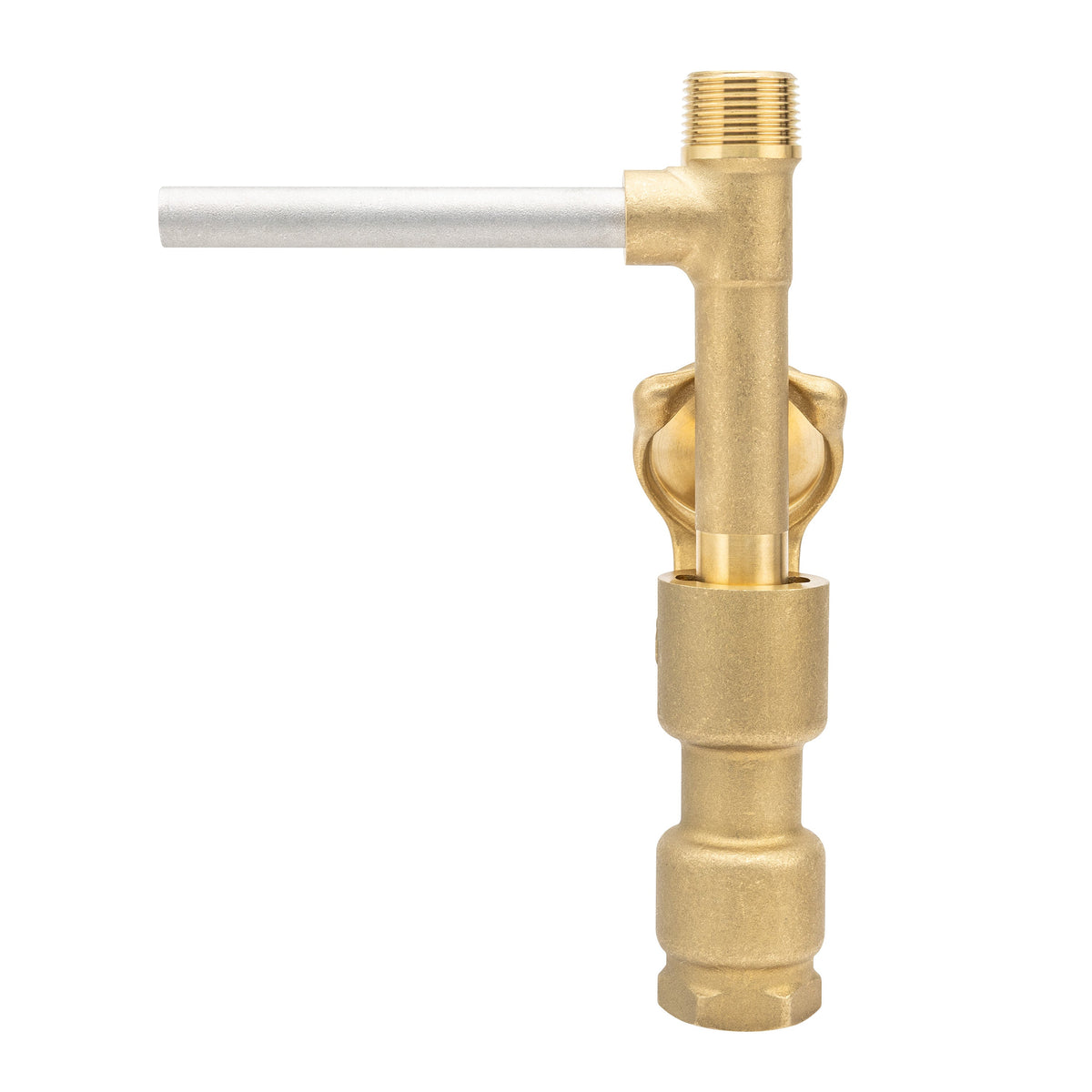 Brass quick coupler key for underground irrigation valve with threaded top and silver shaft on Tampa Home & Garden Store